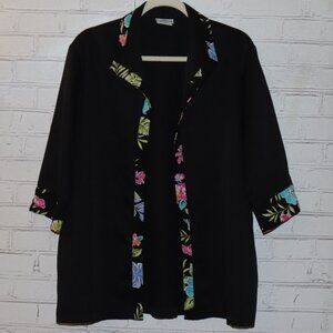 BonWorth Black Jacket – Floral Trim – MP – Vintage Statement